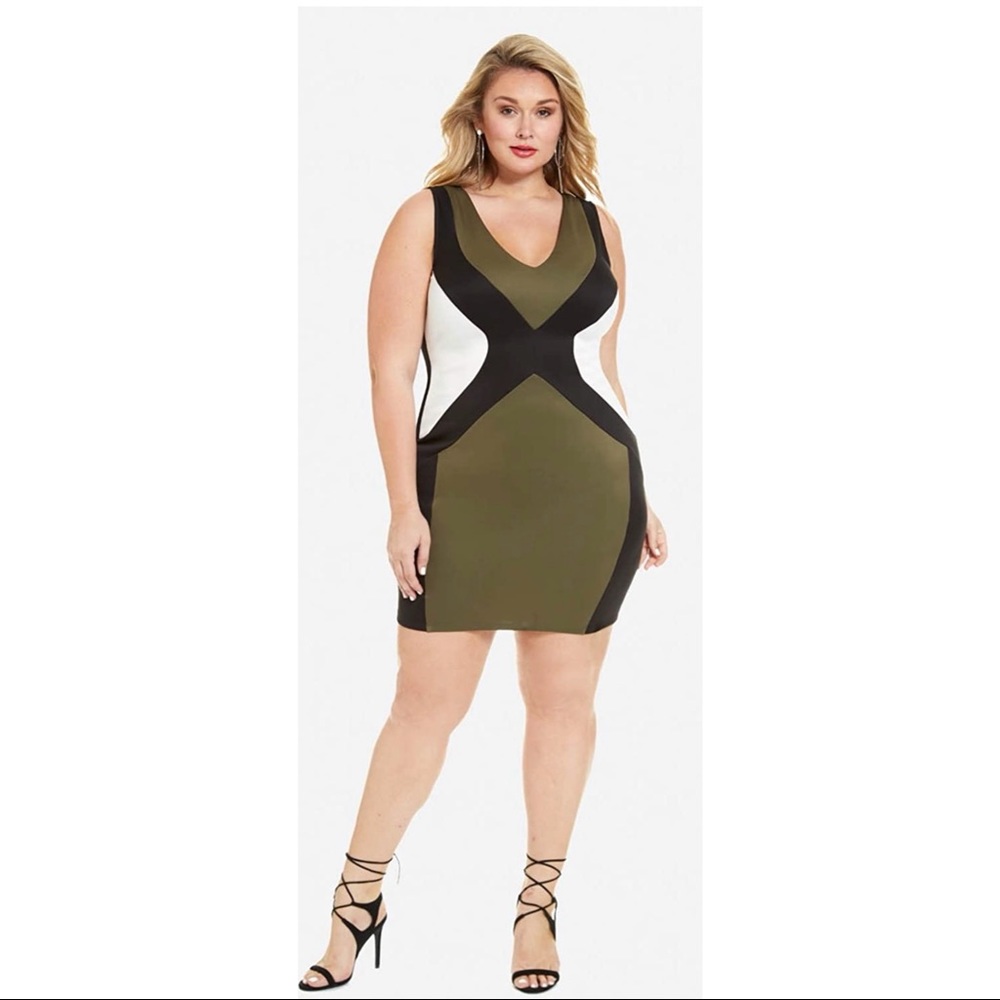 OLIVE GREEN, BLACK, & WHITE DRESS